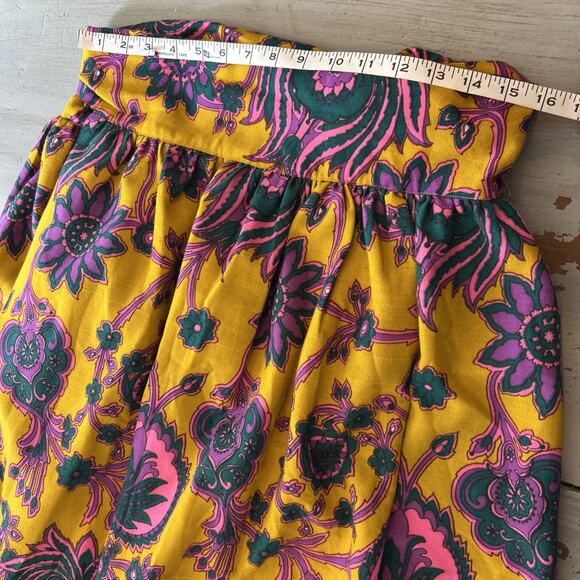 Vtg Gisella Heinemann Yellow Pink Purple Paisley Full Length Wrap Skirt Sz S M - Picture 8 of 9